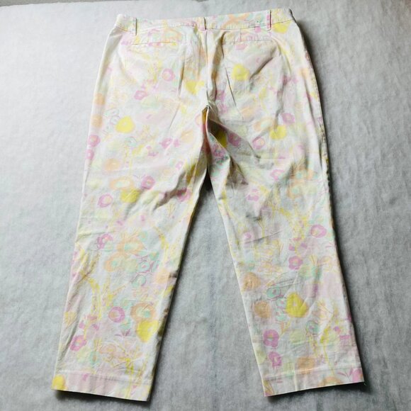 Talbots Womens Multicolor Pastel Floral Perfect Crop Fairy Garden Pants Size 16 - Picture 2 of 10